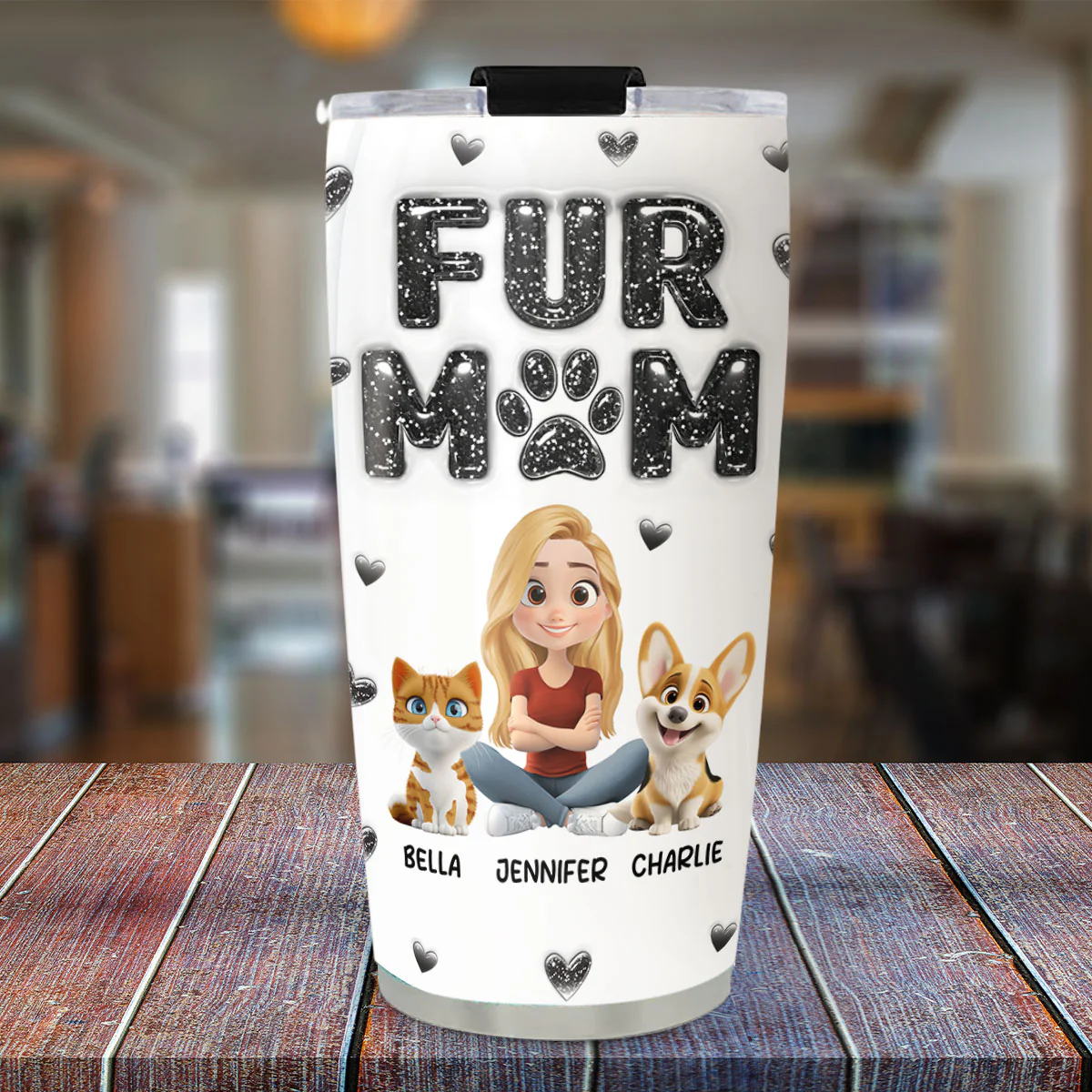 Adore Fur Babies - Personalized Custom 3D Inflated Effect Tumbler - Image 2