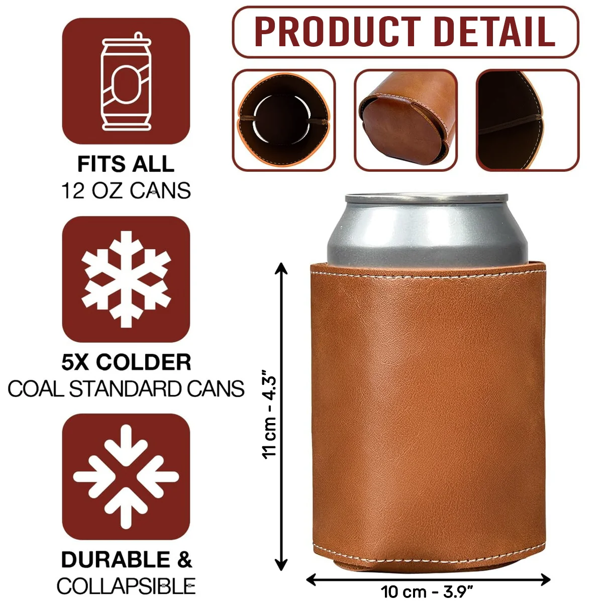 Alcoholics Go to Meetings We Go Camping - Personalized Custom Leather Can Cooler Holder - Image 6