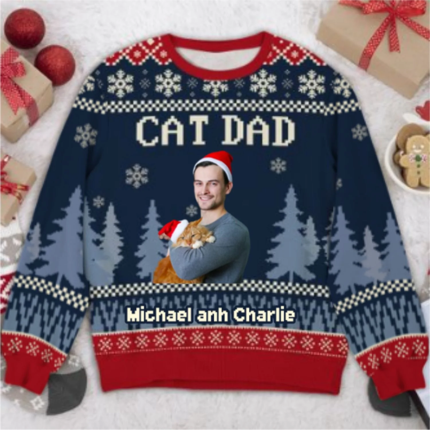 All I Need Is My Cats Photo - Personalized Custom All-Over-Print Sweatshirt - Image 3