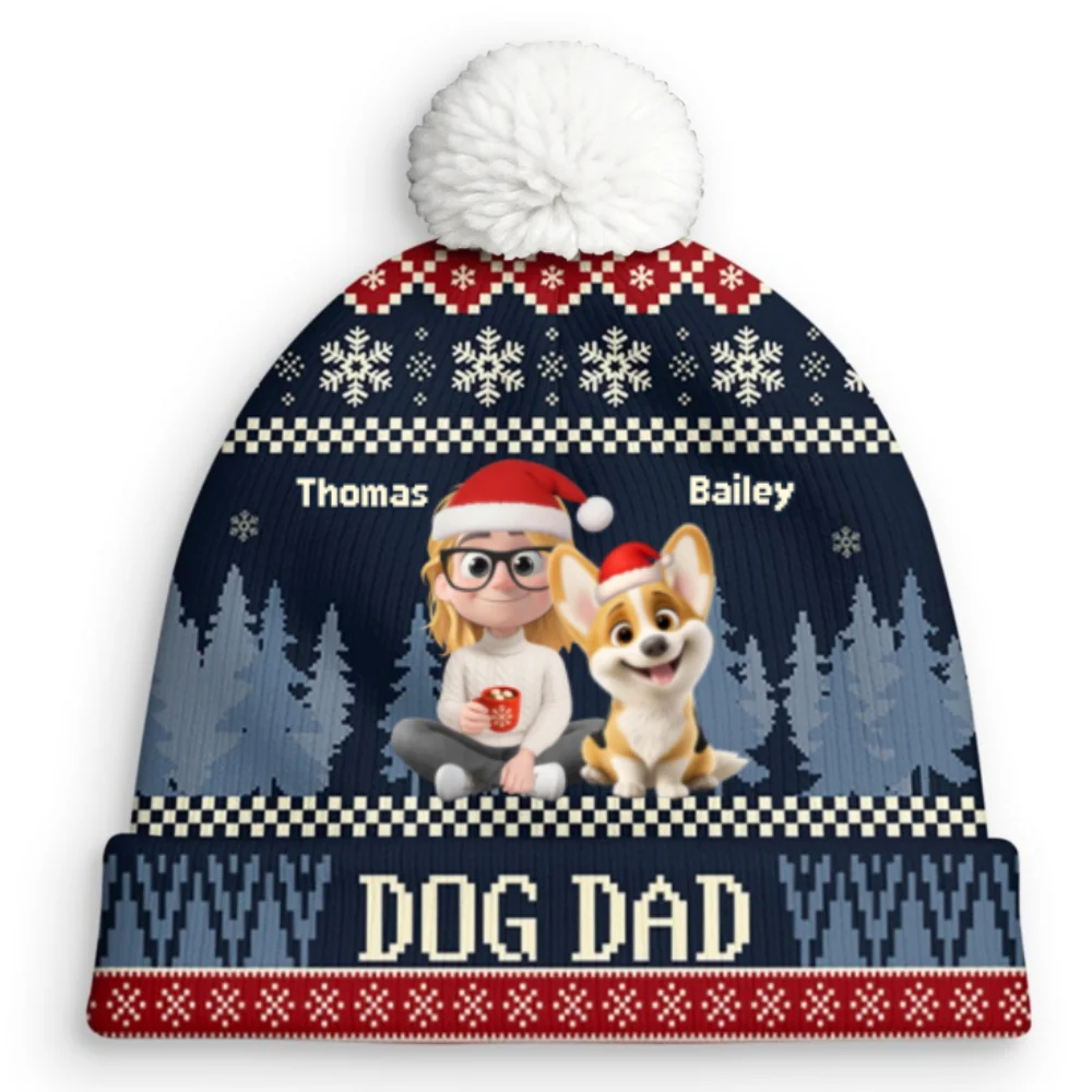 All I Need Is My Dogs - Personalized Custom Bobble Beanie Hat - Image 10