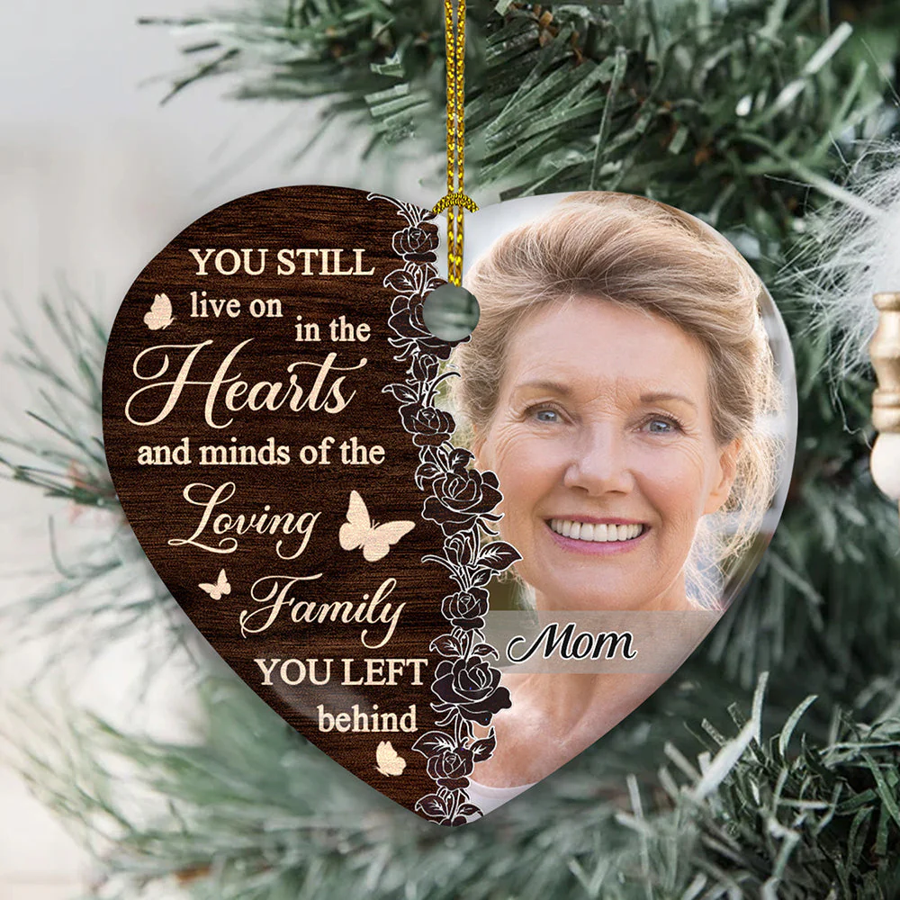 Always Be Remembered - Personalized Custom Heart Ceramic Ornament - Image 3