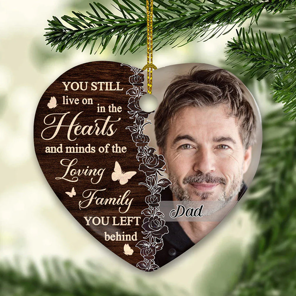 Always Be Remembered - Personalized Custom Heart Ceramic Ornament - Image 4