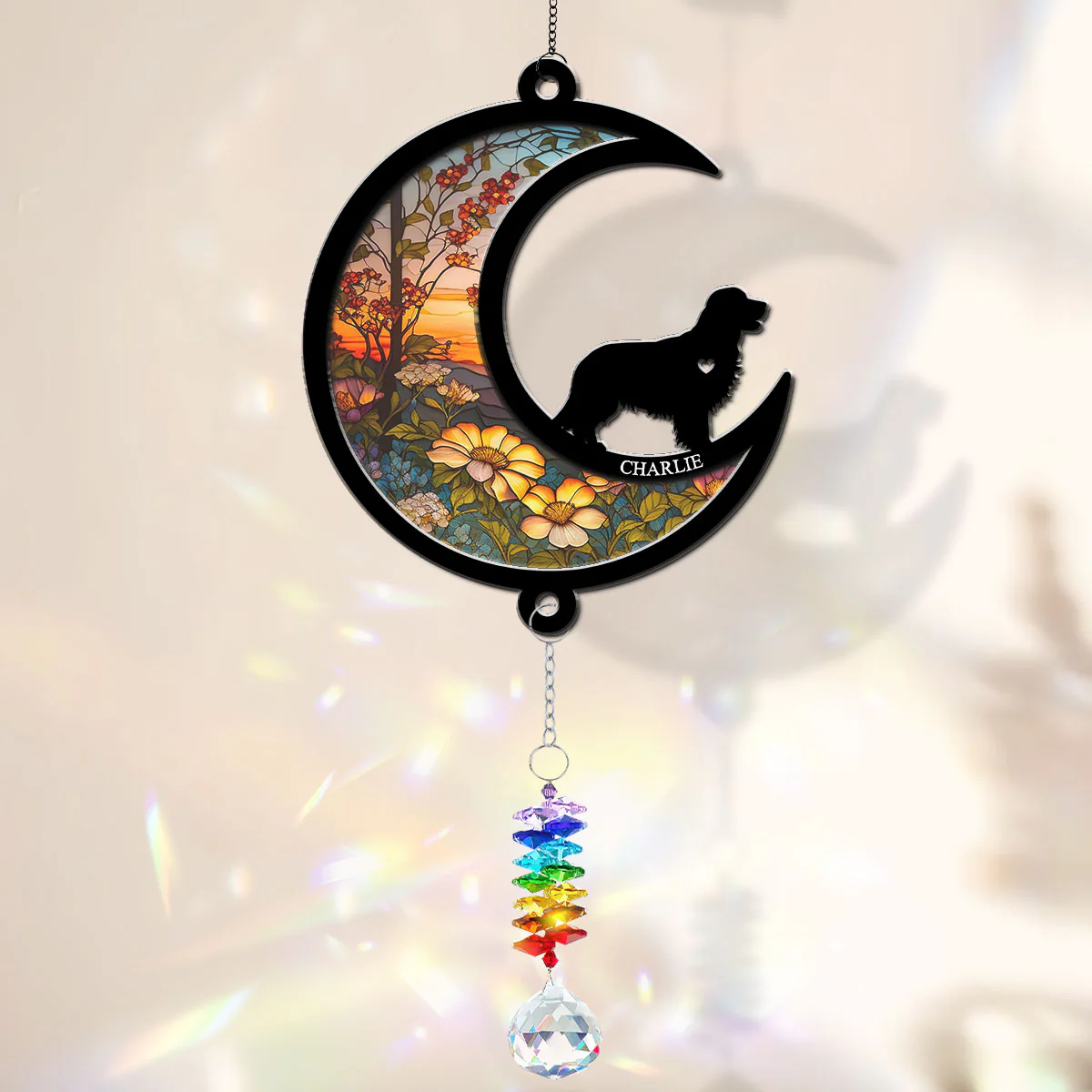 Always In My Heart - Personalized Custom Suncatcher With Crystal Rainbow Charm - Image 3