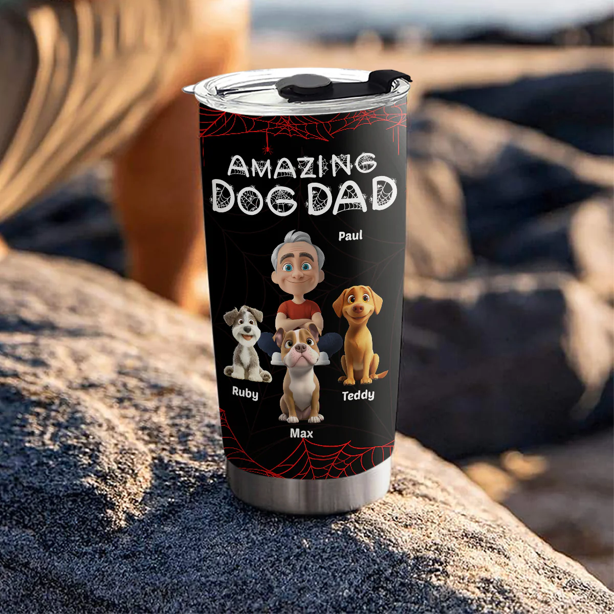 Amazing Dog Dad - Personalized Custom Tumbler - Image 3