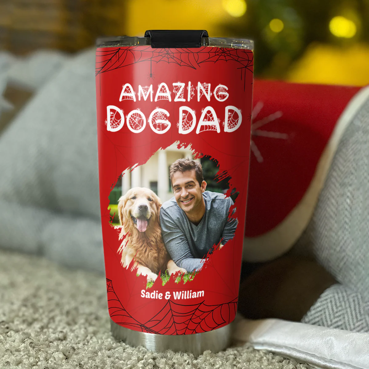Amazing Dog Dad Photo - Personalized Custom Tumbler - Image 3
