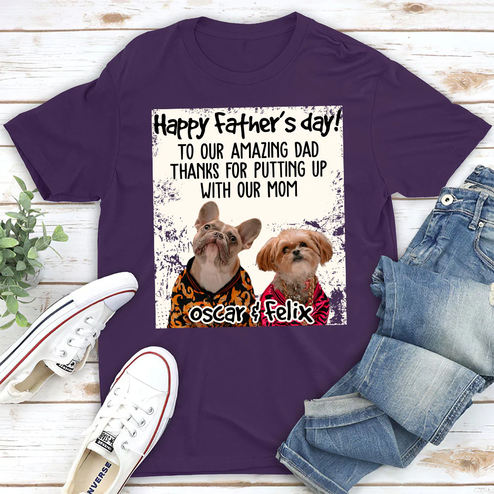 Amazing Dog Dad Photo - Personalized Custom Unisex T-Shirt - Image 4