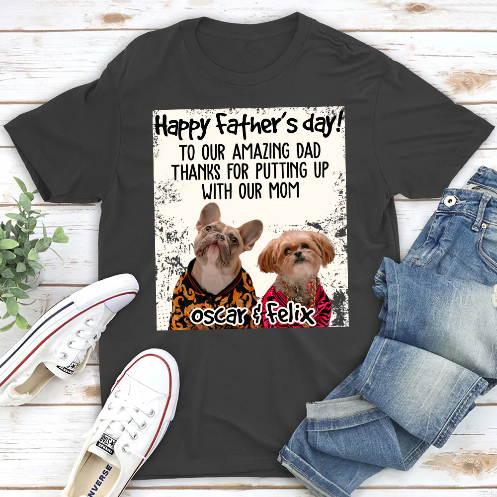 Amazing Dog Dad Photo - Personalized Custom Unisex T-Shirt - Image 5