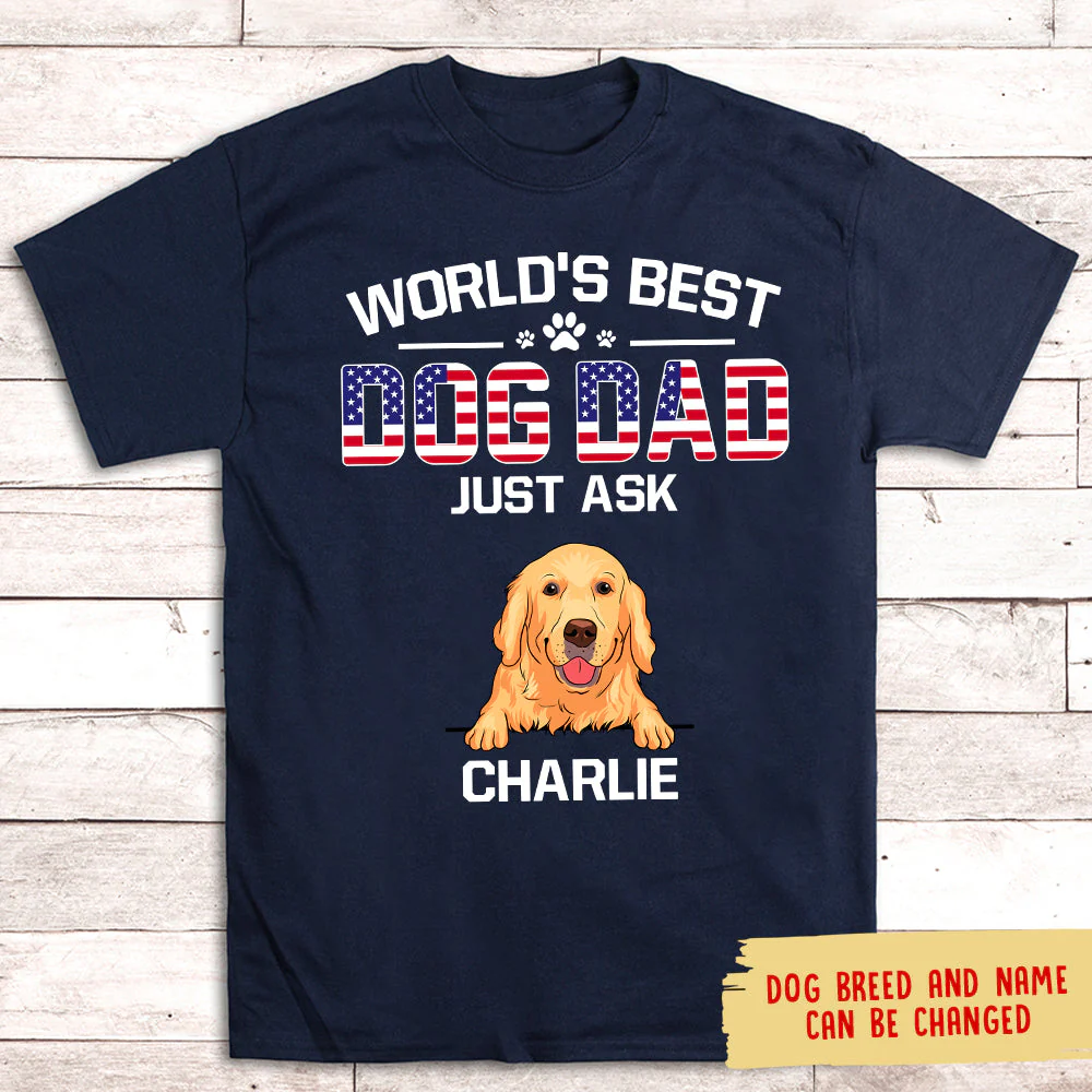 American Best Dog Dad - Personalized Custom Unisex T-shirt - Image 2