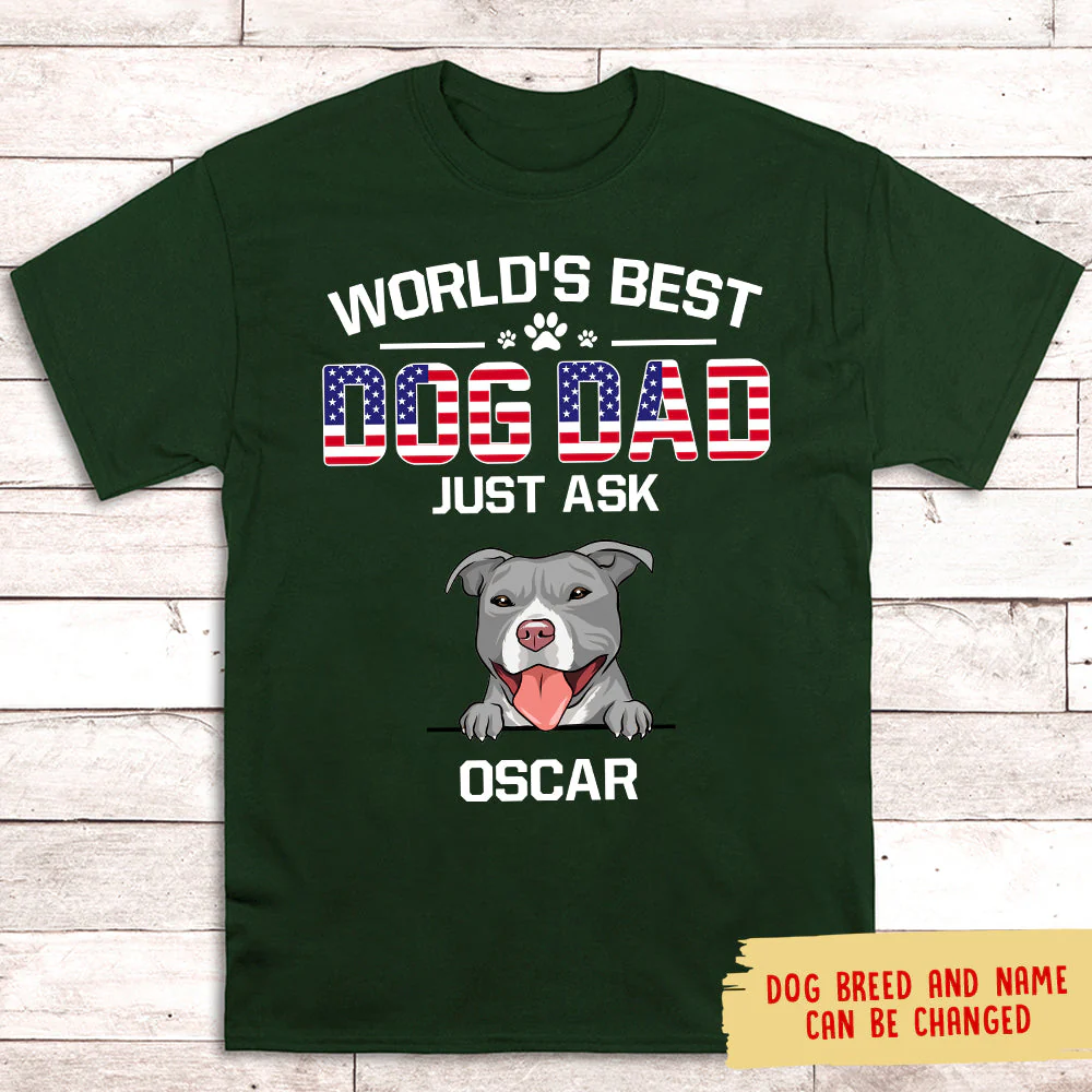American Best Dog Dad - Personalized Custom Unisex T-shirt - Image 3