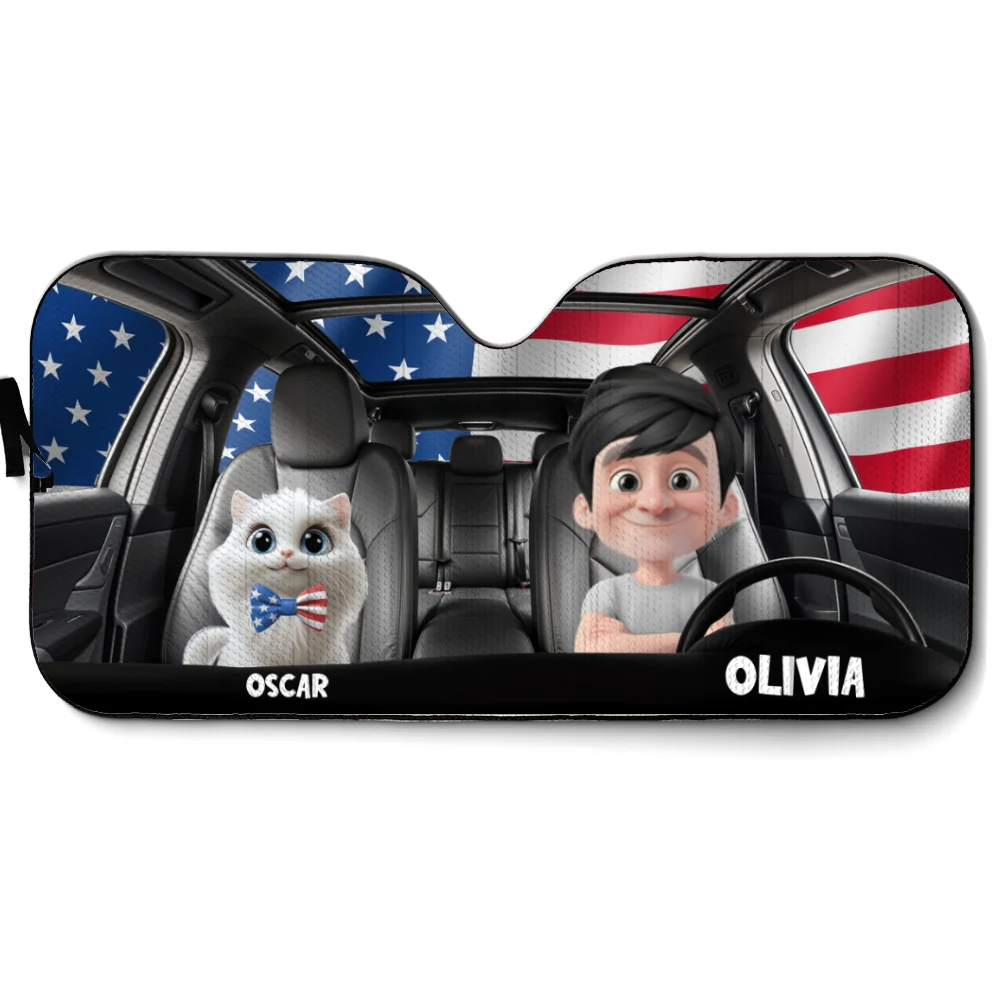 American Cat - Personalized Car Sunshade - Image 6