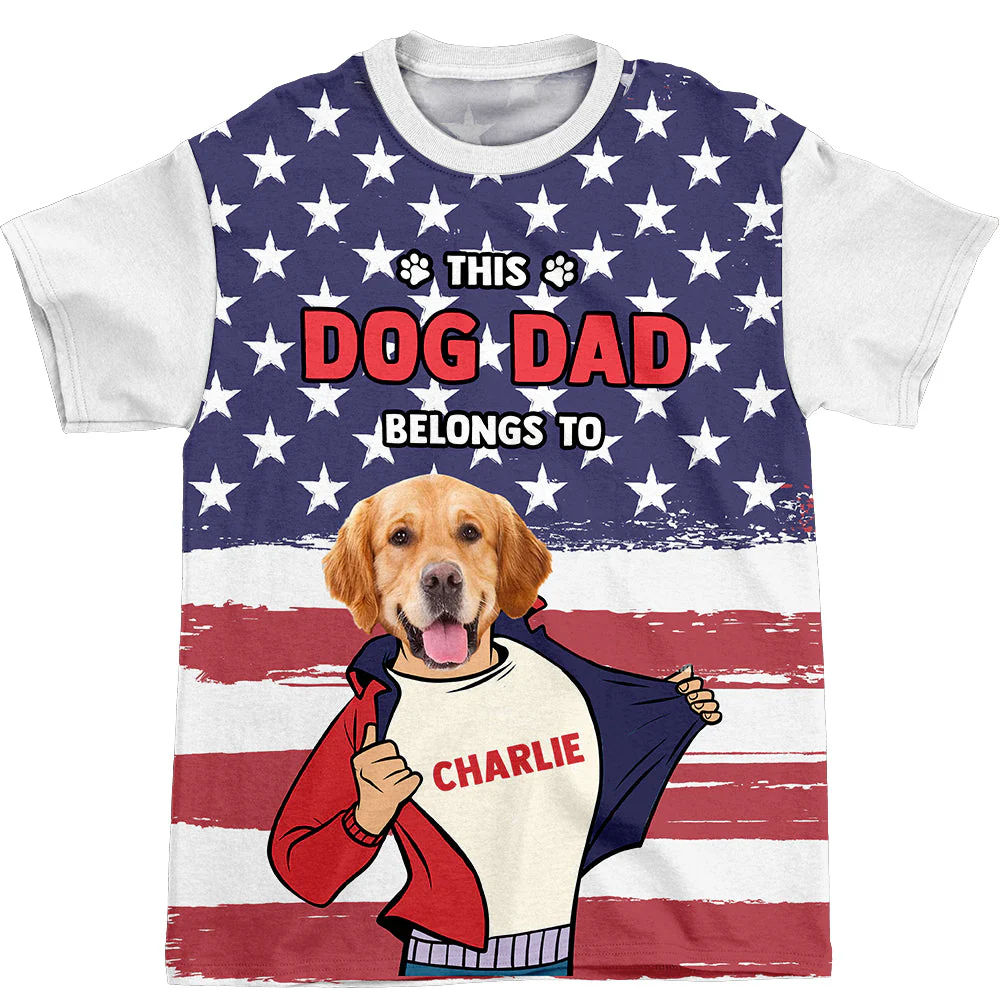 American Dog Dad - Personalized Custom All-over-print T-shirt - Image 2