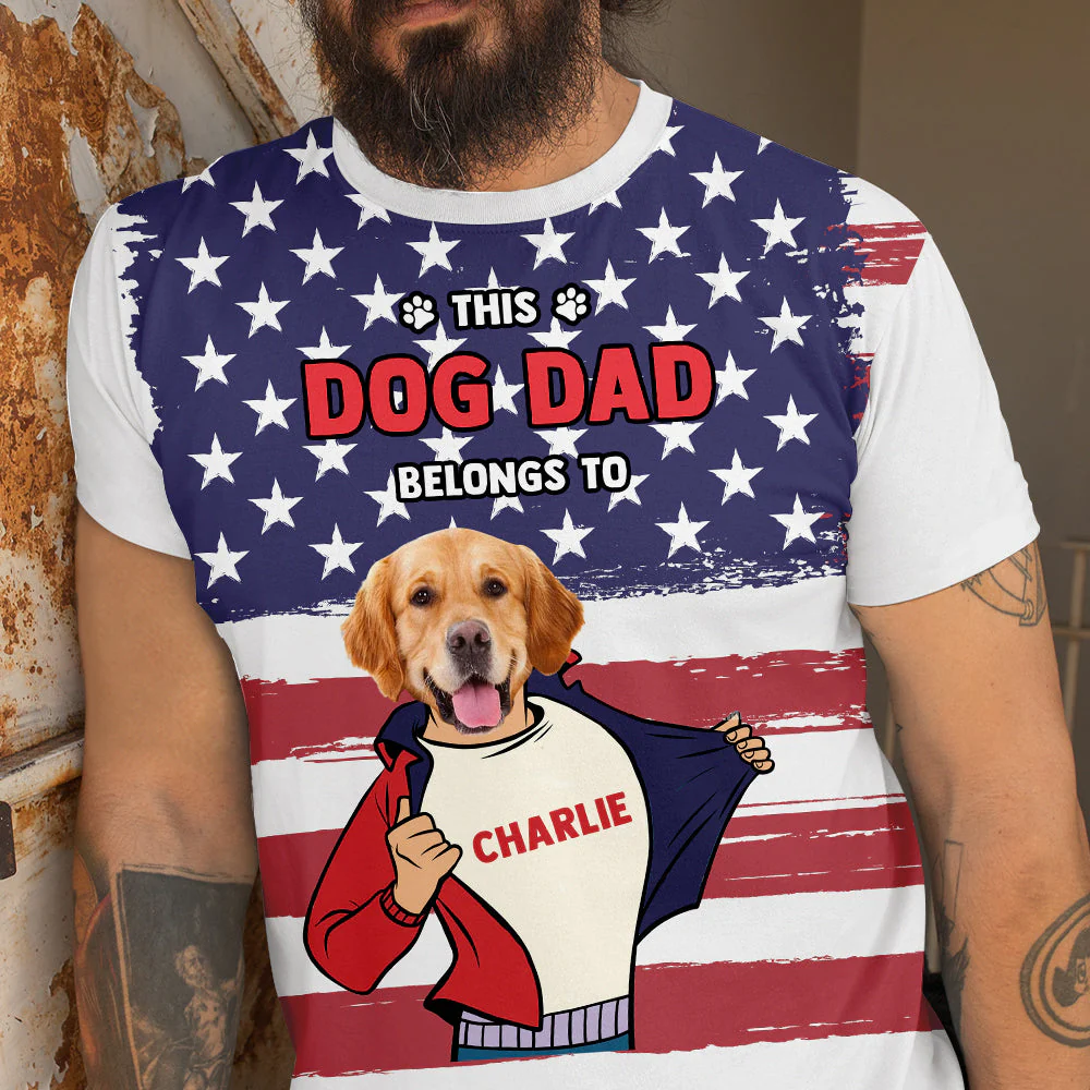 American Dog Dad - Personalized Custom All-over-print T-shirt - Image 3