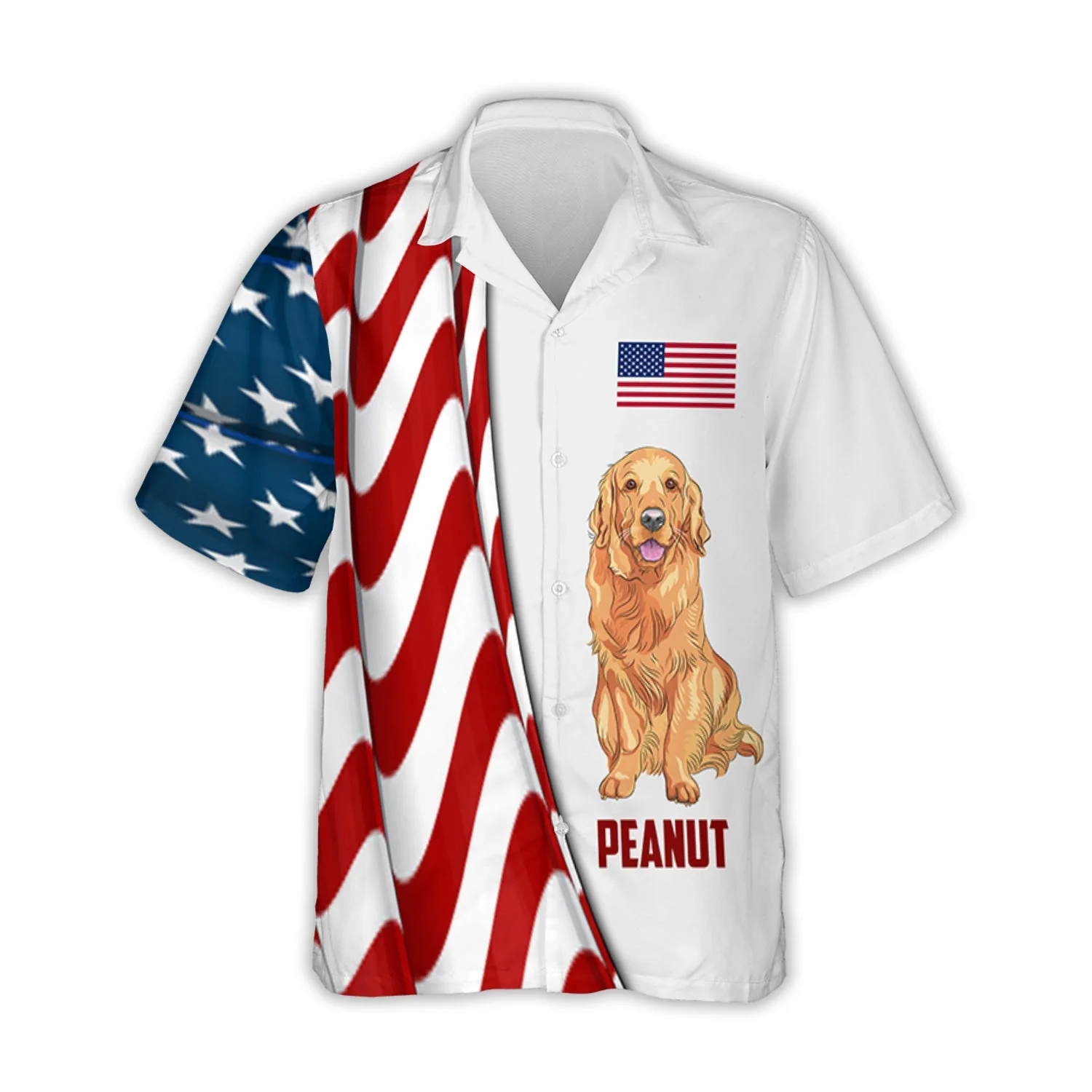 American Dog Dad - Personalized Custom Hawaiian Shirt - Image 2