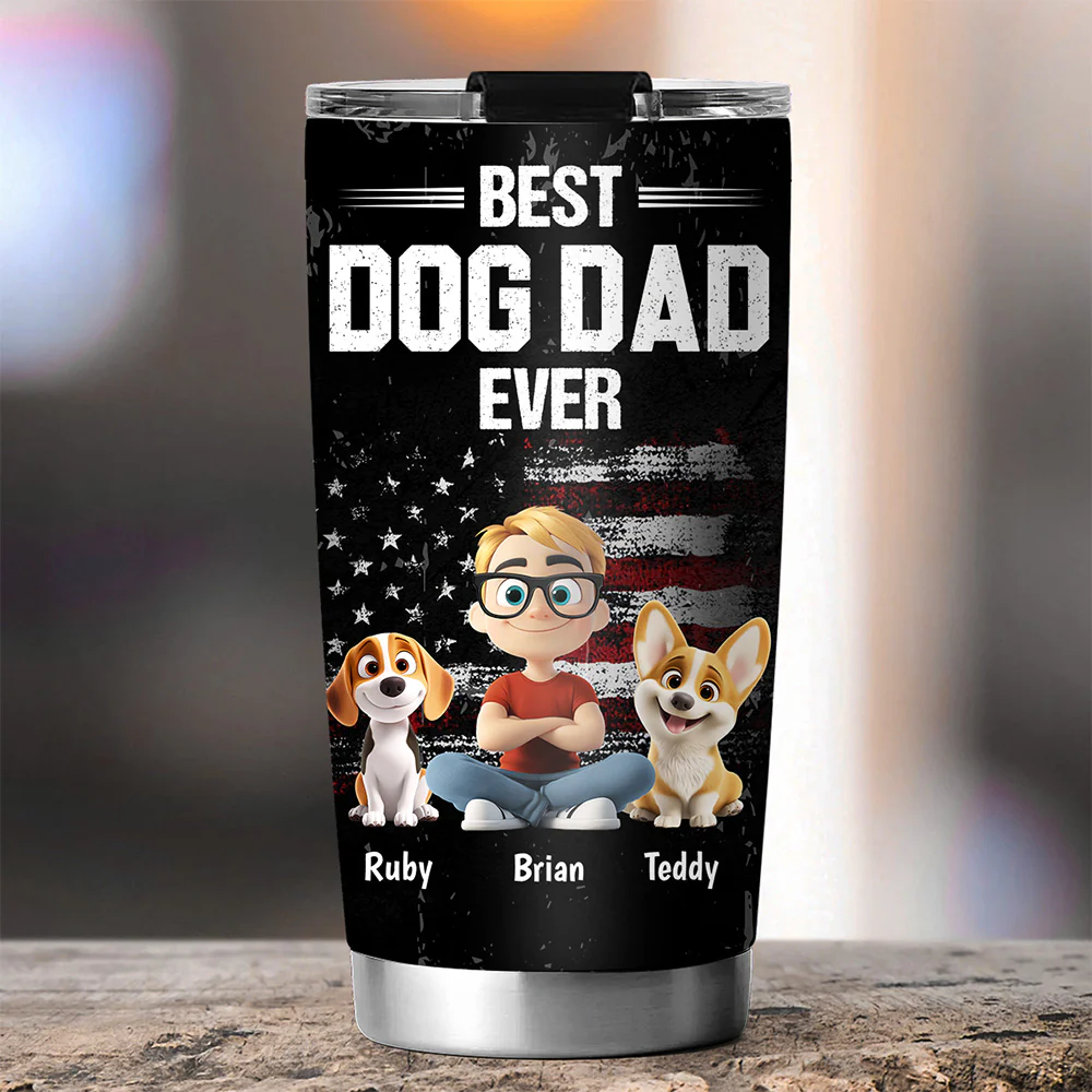 American Dog Dad - Personalized Custom Tumbler - Image 3