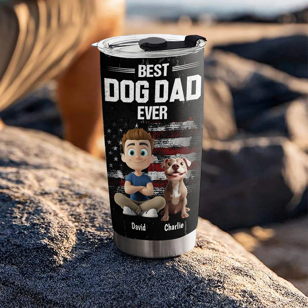 American Dog Dad - Personalized Custom Tumbler - Image 5