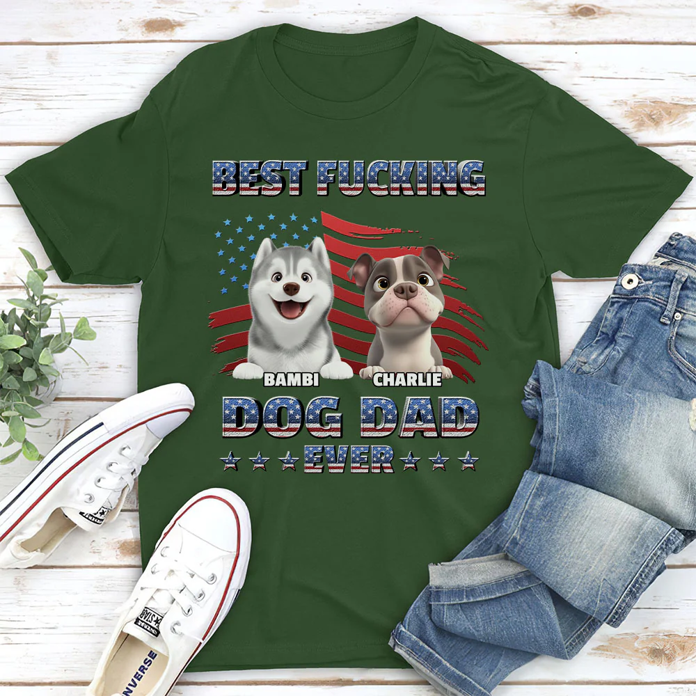American Dog Dad - Personalized Custom Unisex T-shirt - Image 5