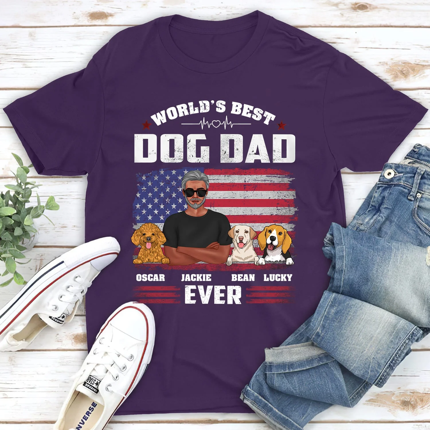 American Dog Dad - Personalized Custom Unisex T-shirt - Image 4