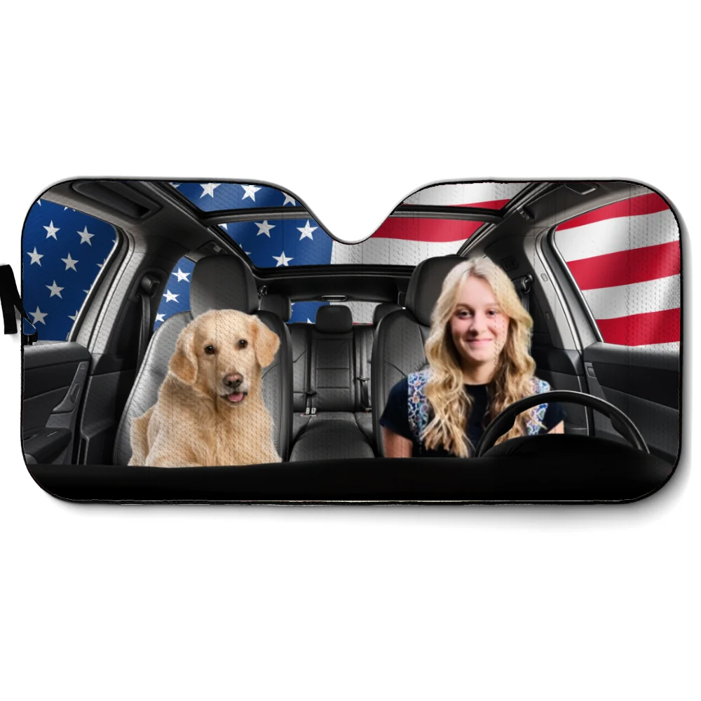 American Dog Photo - Personalized Car Sunshade - Image 3