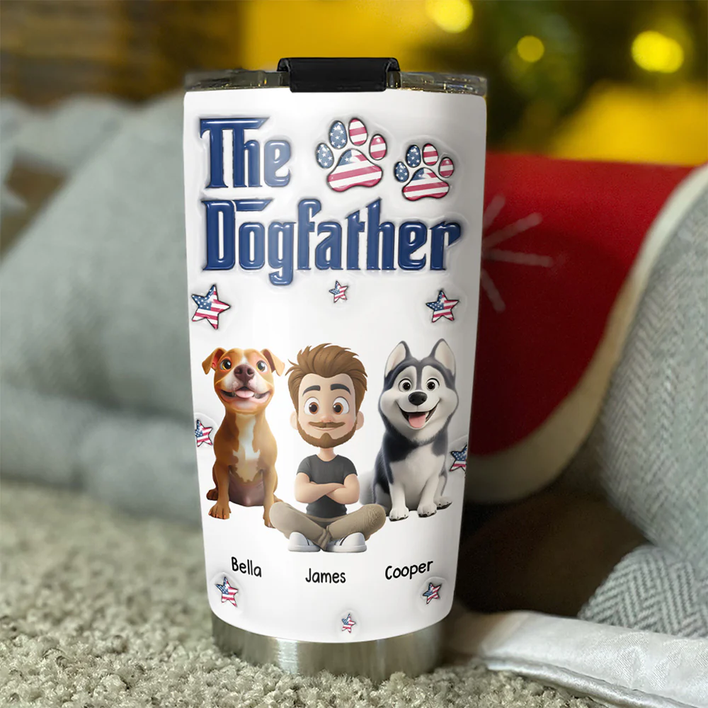 American Handsome Dog Dad - Personalized Custom 3D Inflated Effect Tumbler - Image 3