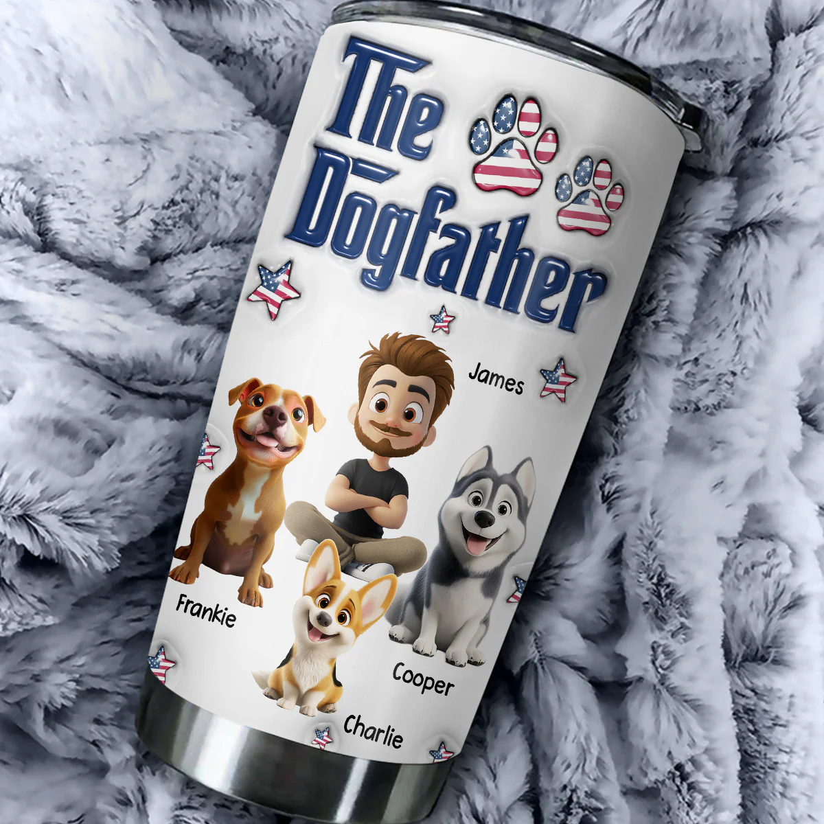 American Handsome Dog Dad - Personalized Custom 3D Inflated Effect Tumbler - Image 4