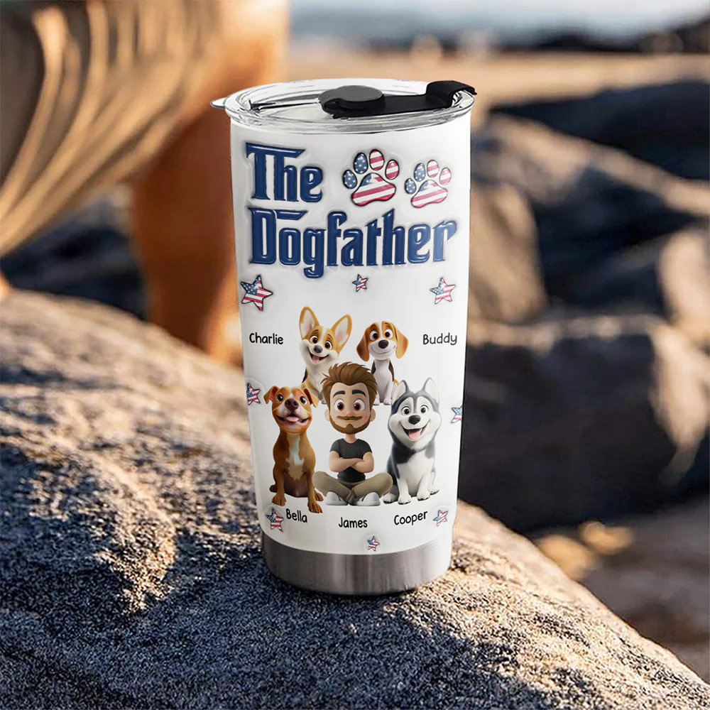 American Handsome Dog Dad - Personalized Custom 3D Inflated Effect Tumbler - Image 5