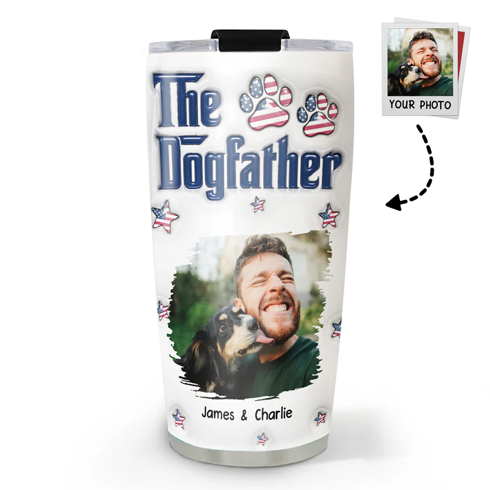 American Handsome Dog Dad Photo - Personalized Custom 3D Inflated Effect Tumbler