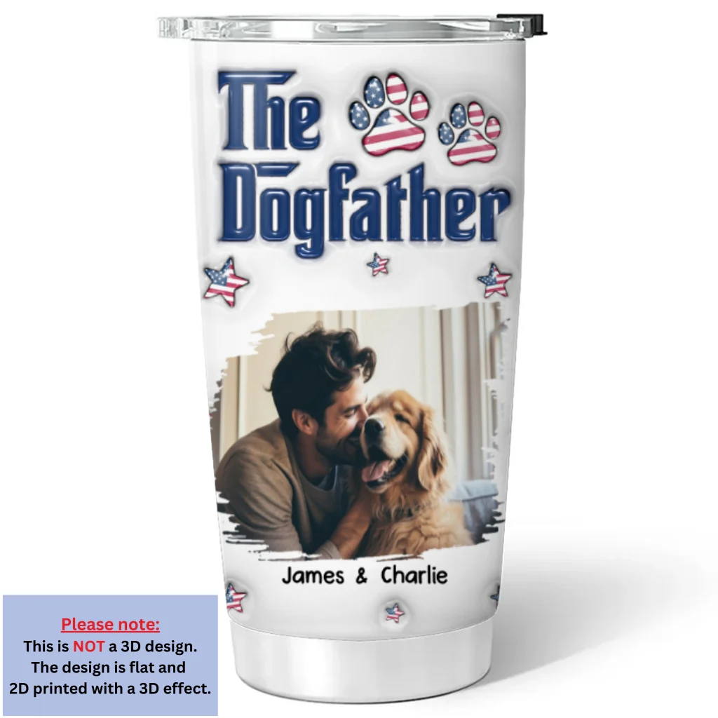American Handsome Dog Dad Photo - Personalized Custom 3D Inflated Effect Tumbler - Image 3