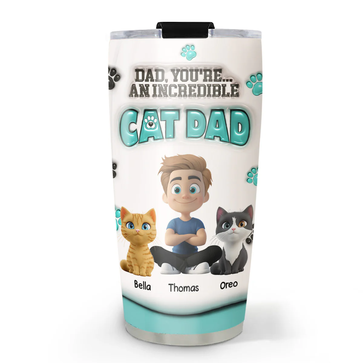 An Incredible Cat Dad - Personalized Custom 3D Inflated Effect Tumbler