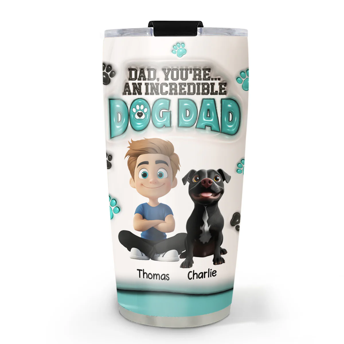 An Incredible Dog Dad - Personalized Custom 3D Inflated Effect Tumbler