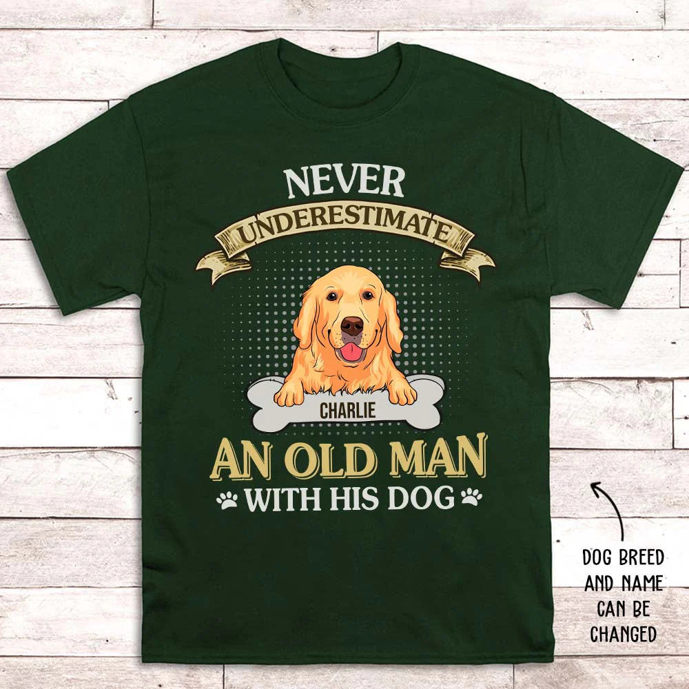 An Old Man With Dog - Personalized Custom Unisex T-shirt - Image 3
