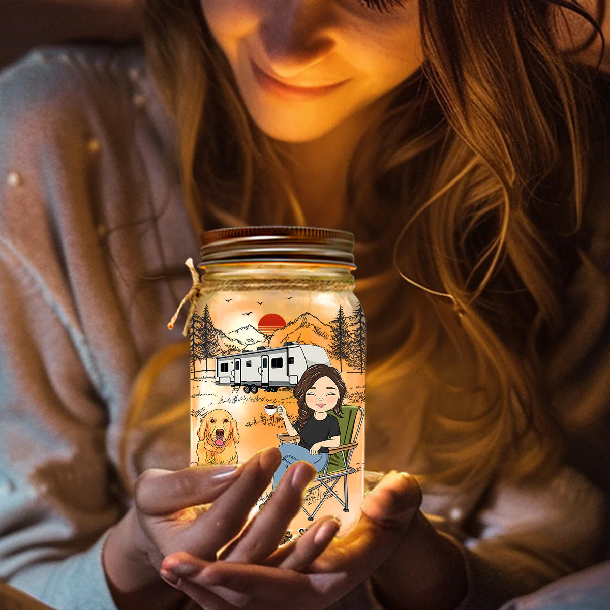 And She Lived Happily Ever After - Personalized Custom Mason Jar Light - Image 5