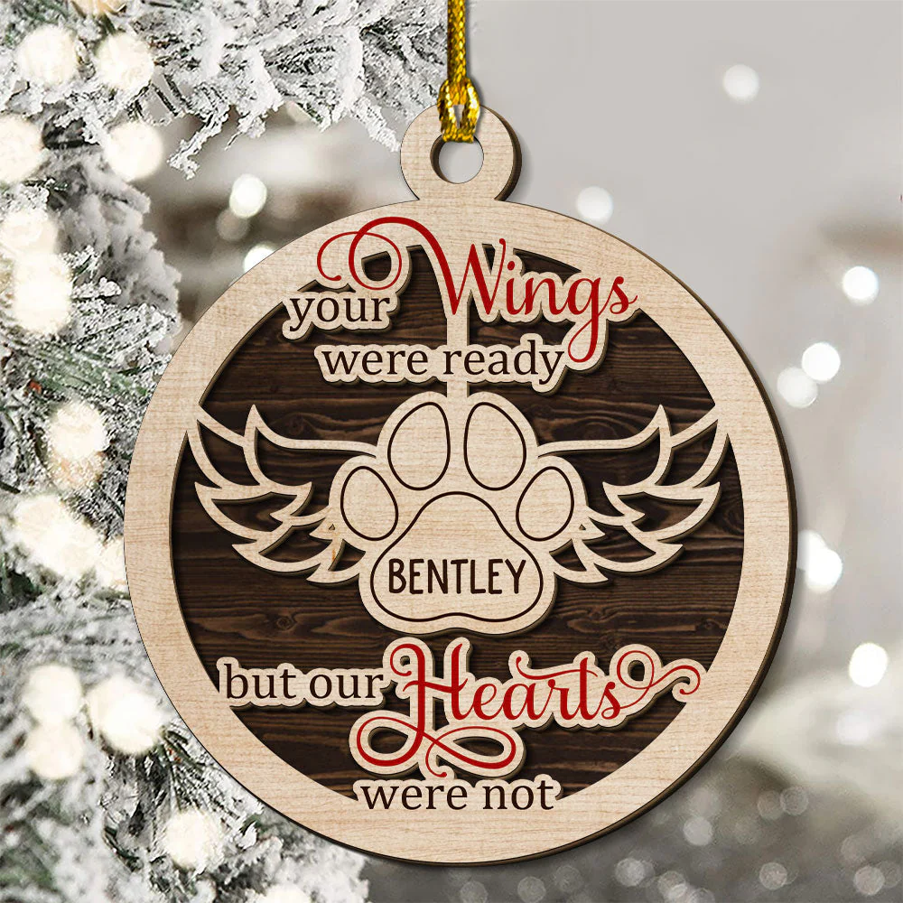 Angel Wings - Personalized Custom 2-layered Wood Ornament - Image 2