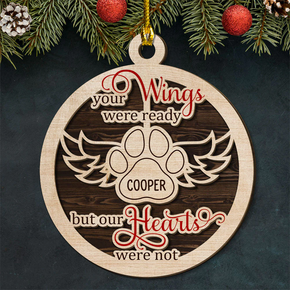 Angel Wings - Personalized Custom 2-layered Wood Ornament - Image 3