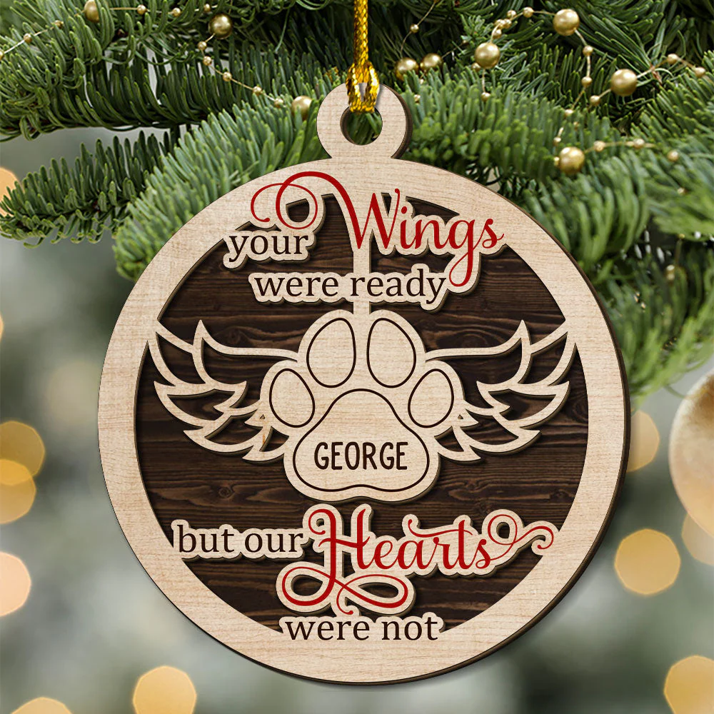 Angel Wings - Personalized Custom 2-layered Wood Ornament - Image 4