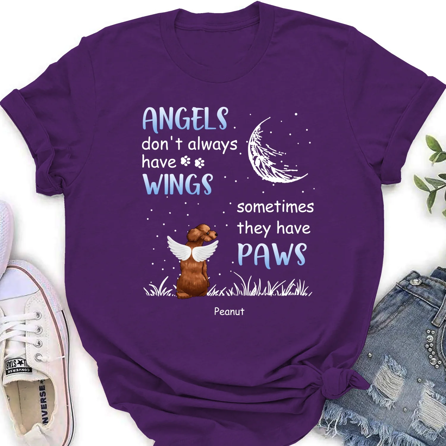 Angels Don't Always Have Wings - Personalized Custom Women's T-Shirt - Image 9