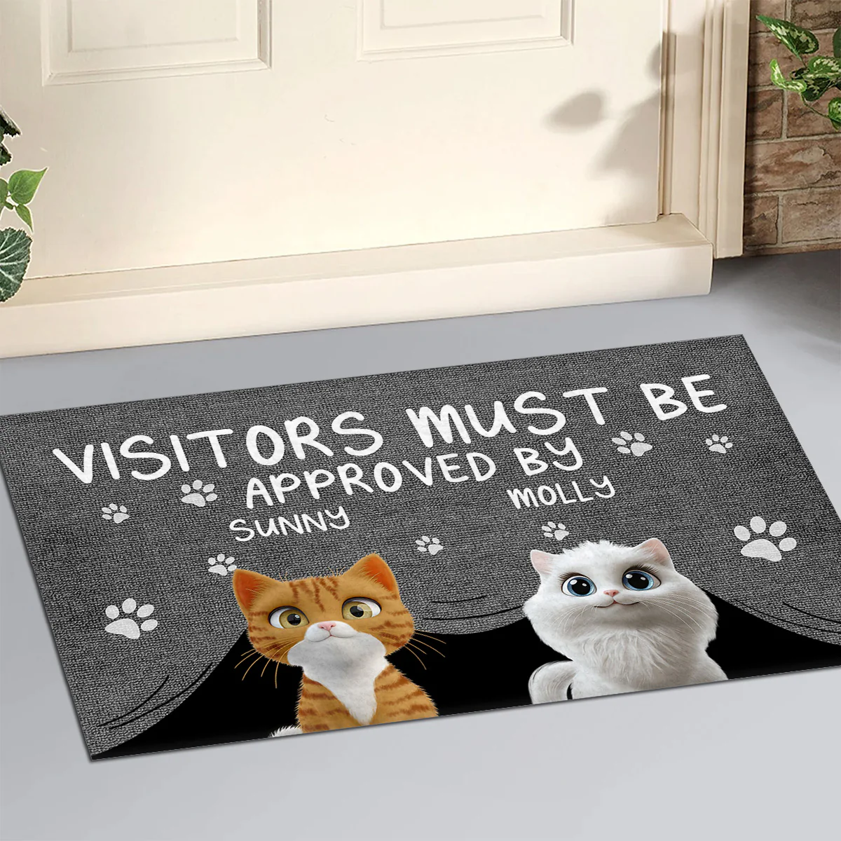 Approved By Cat Cartoon - Personalized Custom Doormat - Image 2