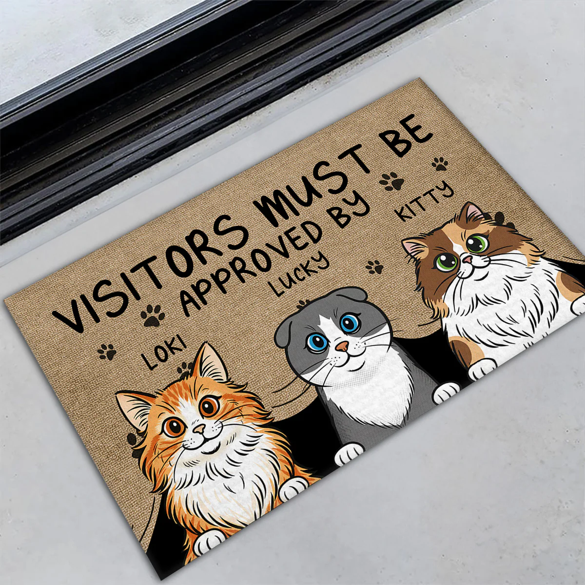 Approved By Cat Retro - Personalized Custom Doormat - Image 3