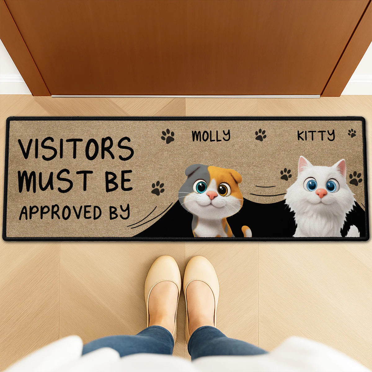 Approved By Cats Cartoon - Personalized Custom Runner Rug - Image 3