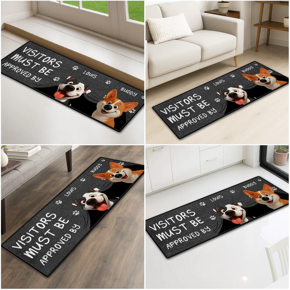 Approved By Dog Cartoon - Personalized Custom Runner Rug - Image 2