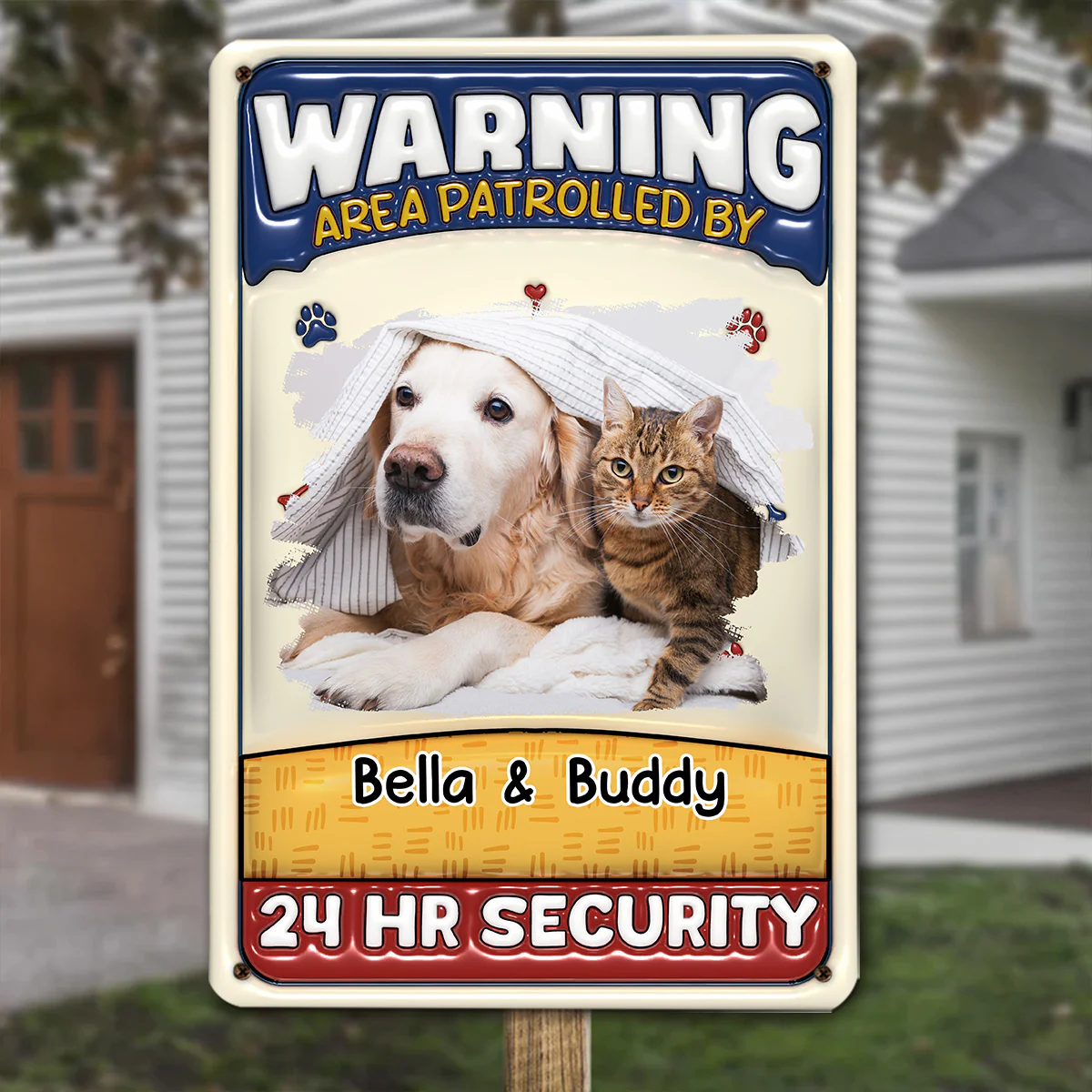 Area Patrolled By Pets Photo - Personalized Custom 3D Inflated Effect Metal Sign