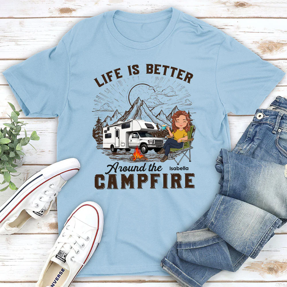 Around Campfire - Personalized Custom Unisex T-shirt - Image 4