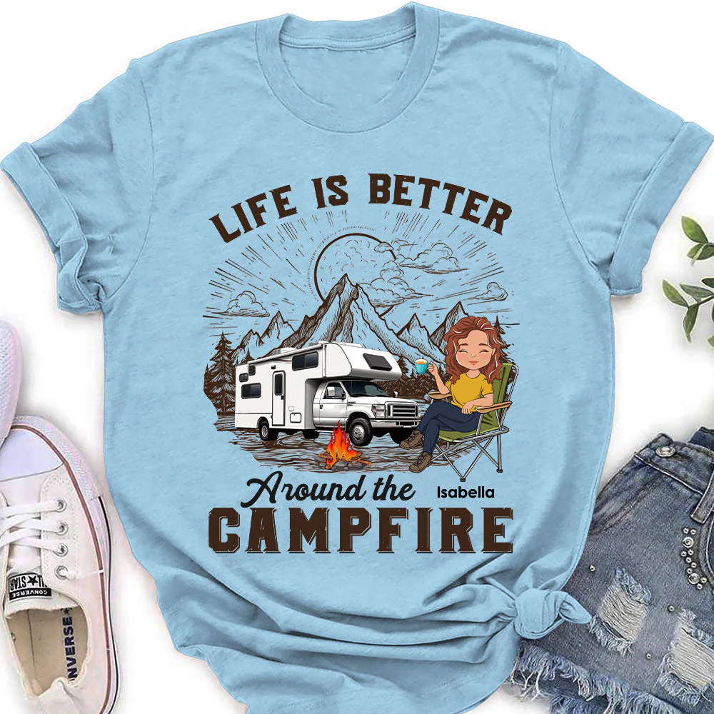 Around Campfire - Personalized Custom Women's T-shirt - Image 3