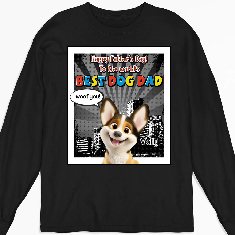 Art Dog Funny Dad - Personalized Custom Long Sleeve T-Shirt - Image 4