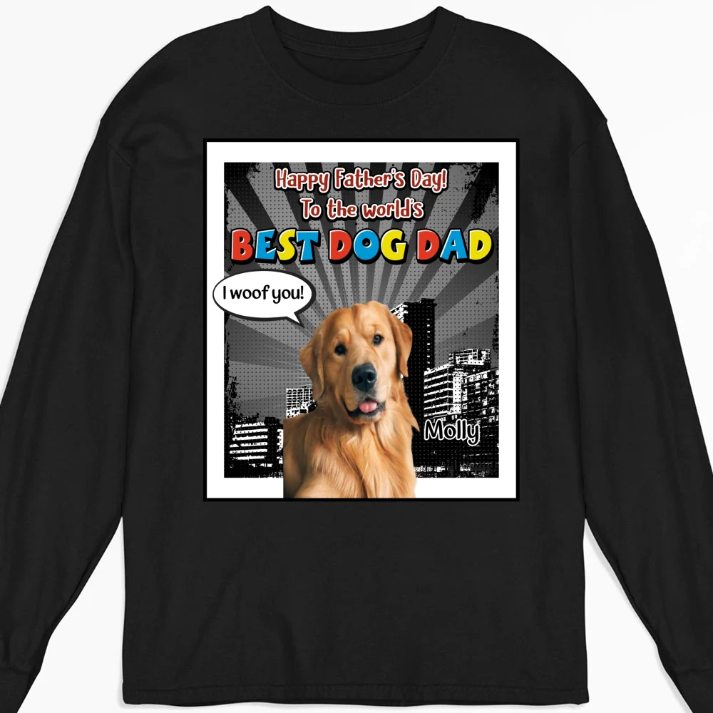 Art Dog Funny Dad Photo - Personalized Custom Long Sleeve T-Shirt - Image 5