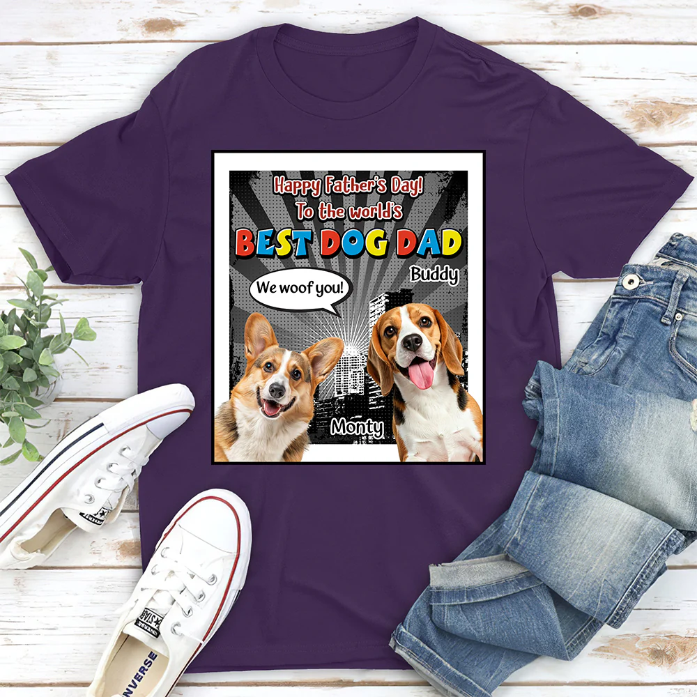 Art Dog Funny Dad Photo- Personalized Custom Unisex T-Shirt - Image 4