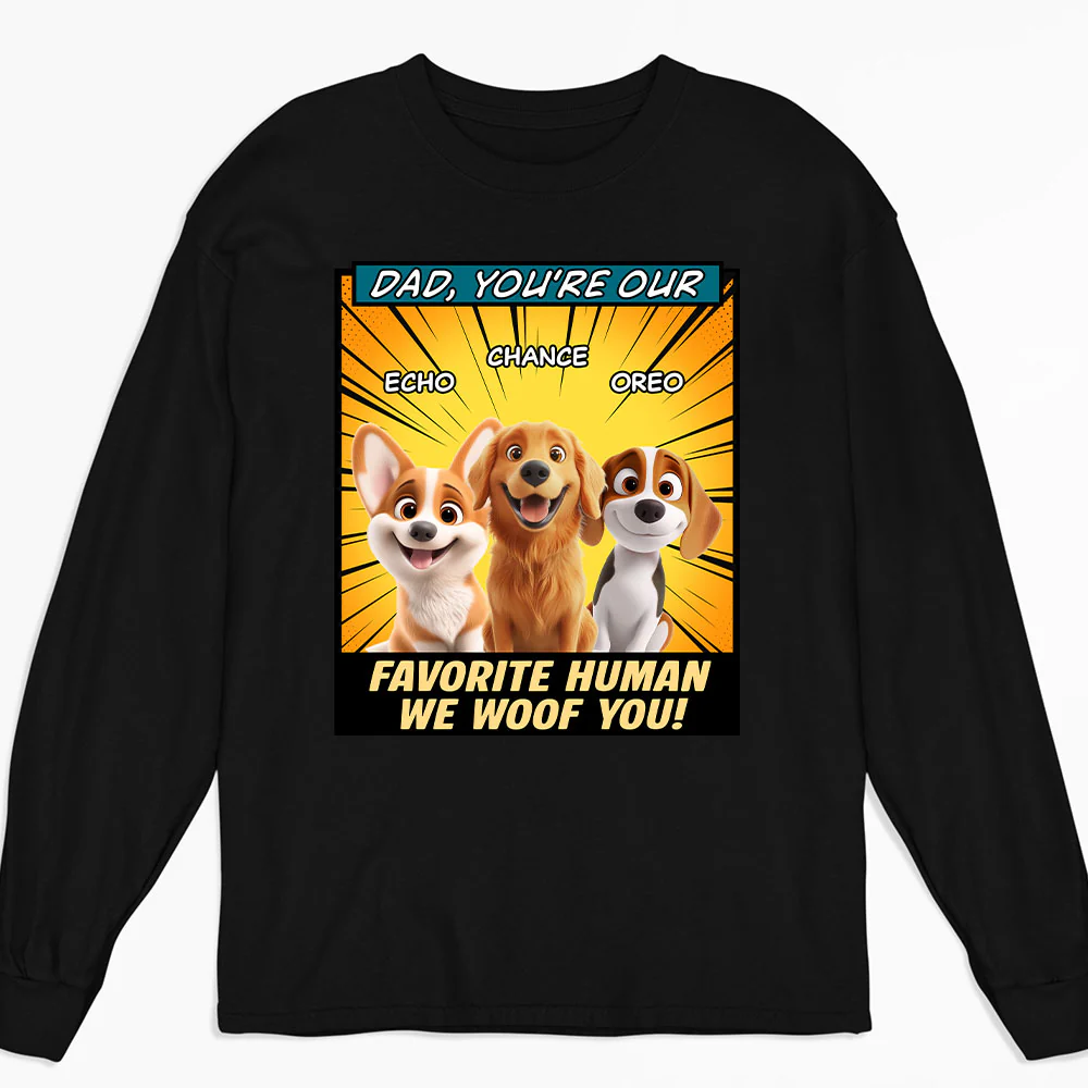 Art Favorite Dog Dad - Personalized Custom Long Sleeve T-shirt