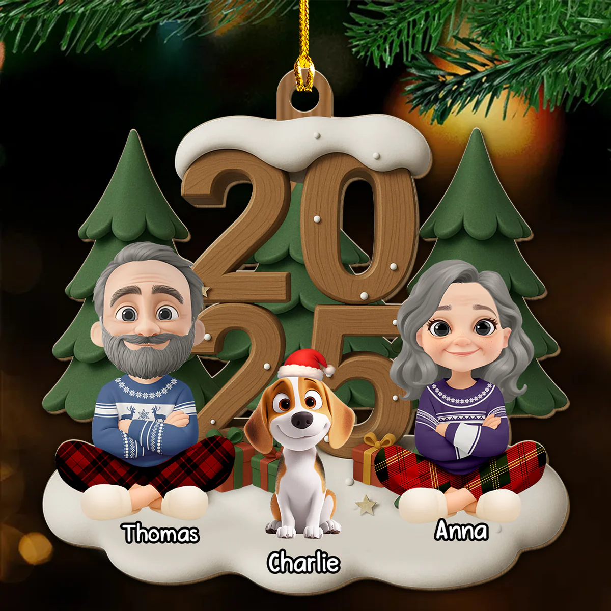 As A Family This Year - Personalized Custom 3D Effect Wood Ornament - Image 2