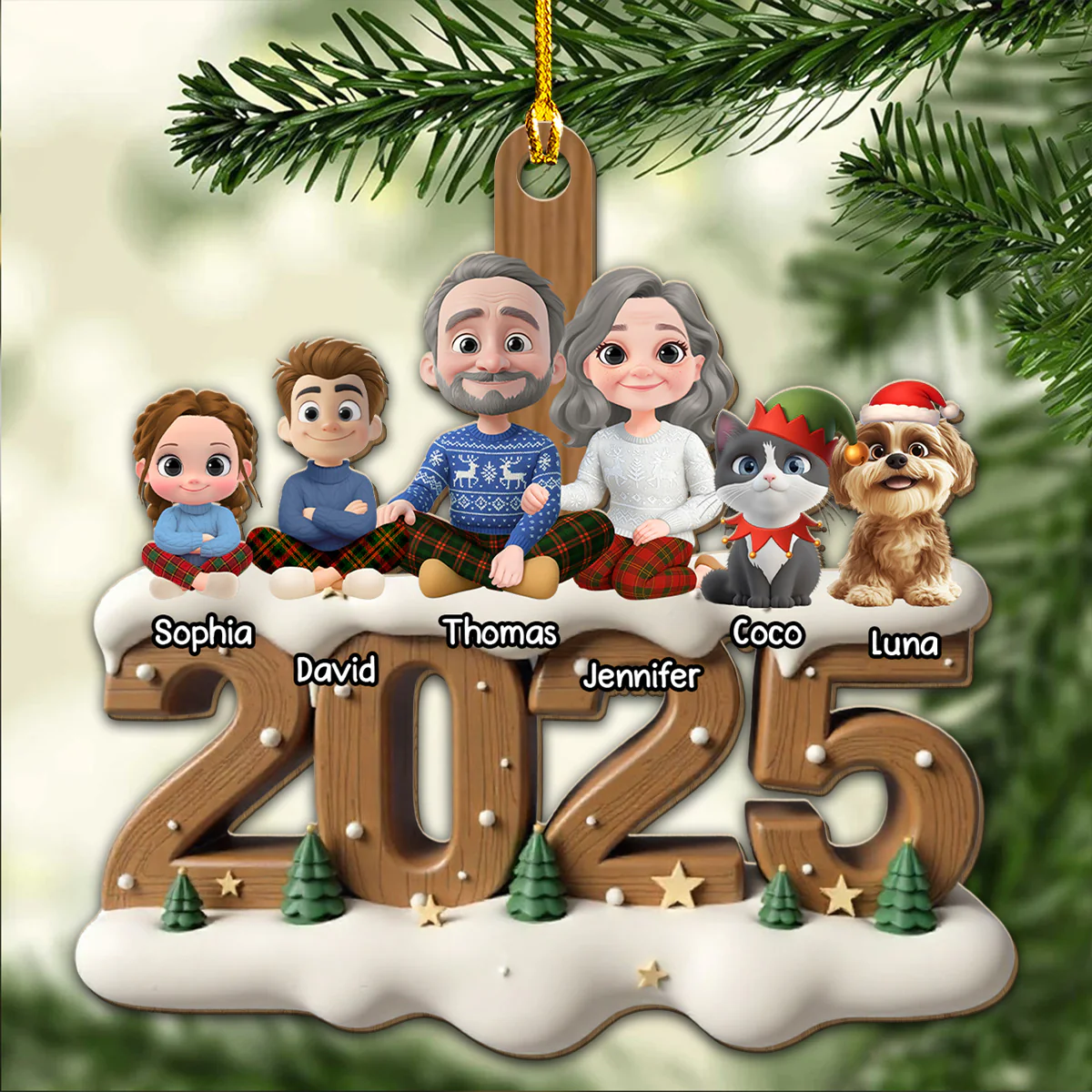 As A Family With Fur Babies - Personalized Custom 3D Effect Wood Ornament - Image 4