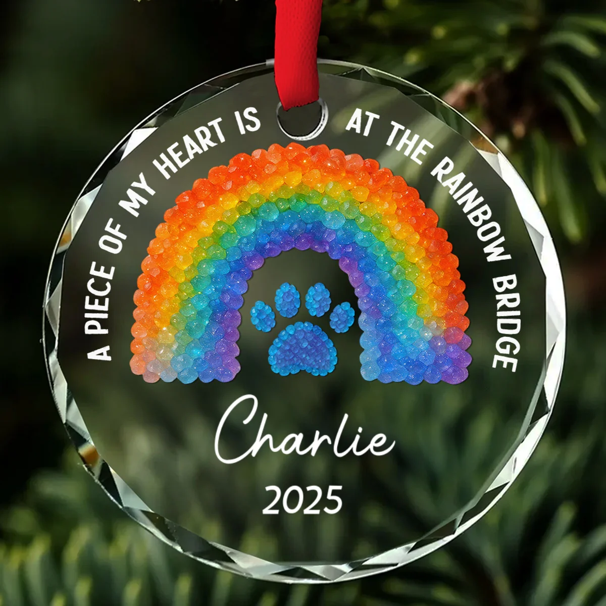 At Rainbow Bridge - Personalized Custom Glass Ornament - Image 7