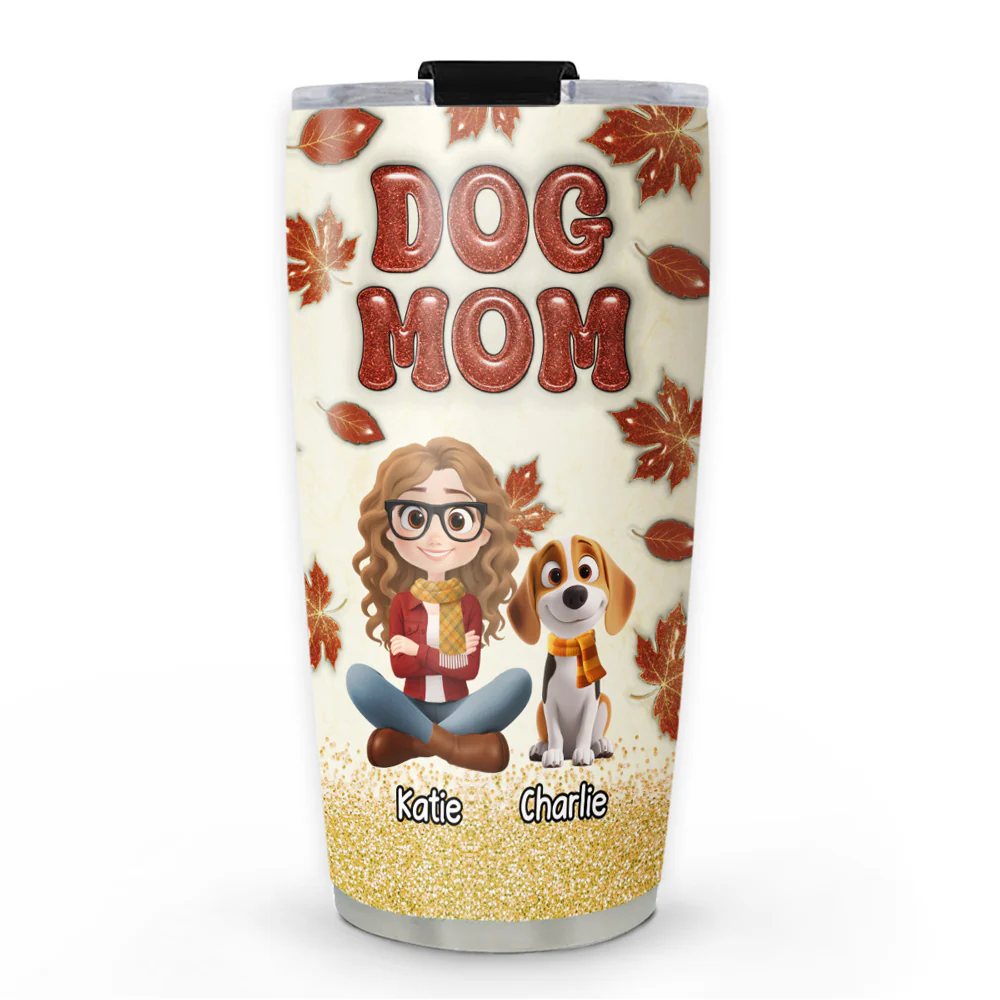 Autumn And Dogs - Personalized Custom 3D Inflated Effect Tumbler